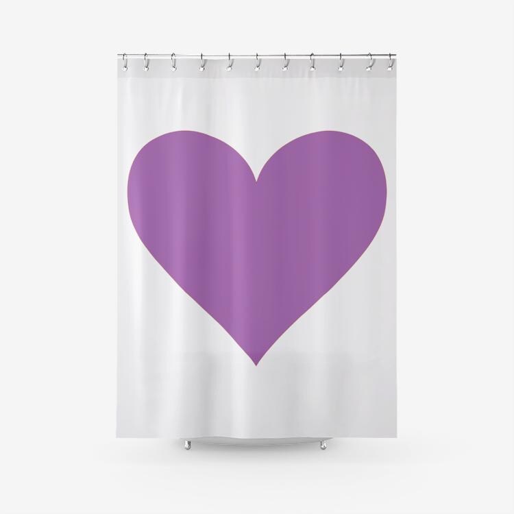 Purple Heart Textured Fabric Shower Curtain Printed Bathroom Curtains