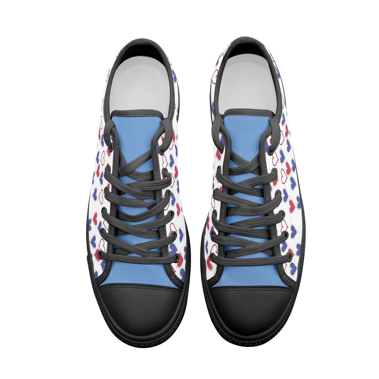 Casual White and Blue Sneakers Unisex Low Top Canvas Shoes