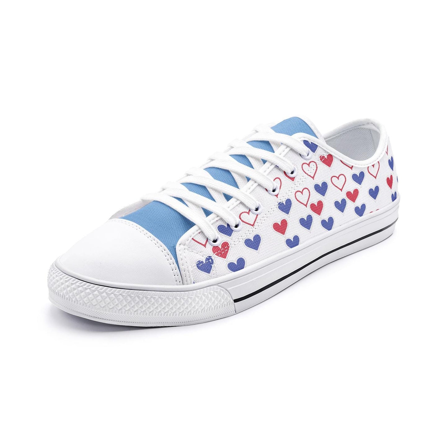 Casual White and Blue Sneakers Unisex Low Top Canvas Shoes