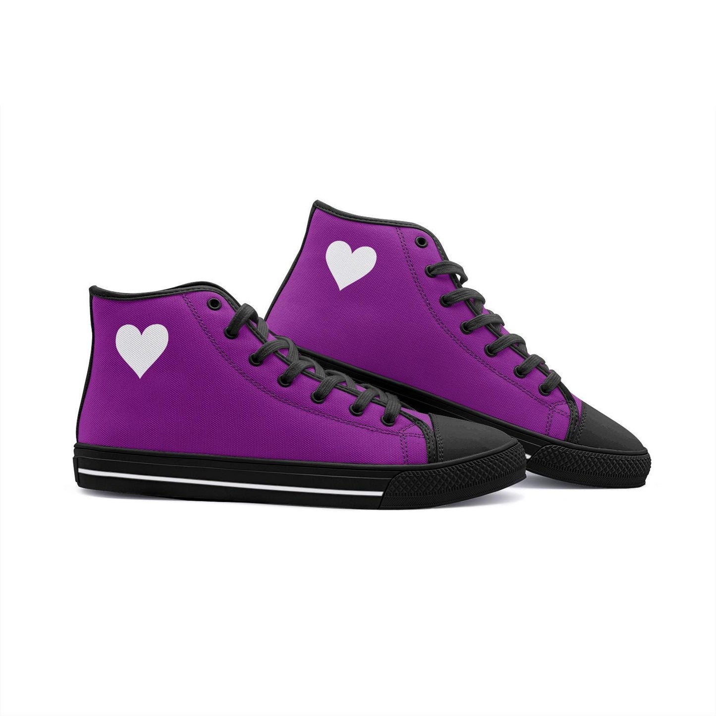 Purple High Top Canvas Sneakers: Unisex Lace-Up Shoes
