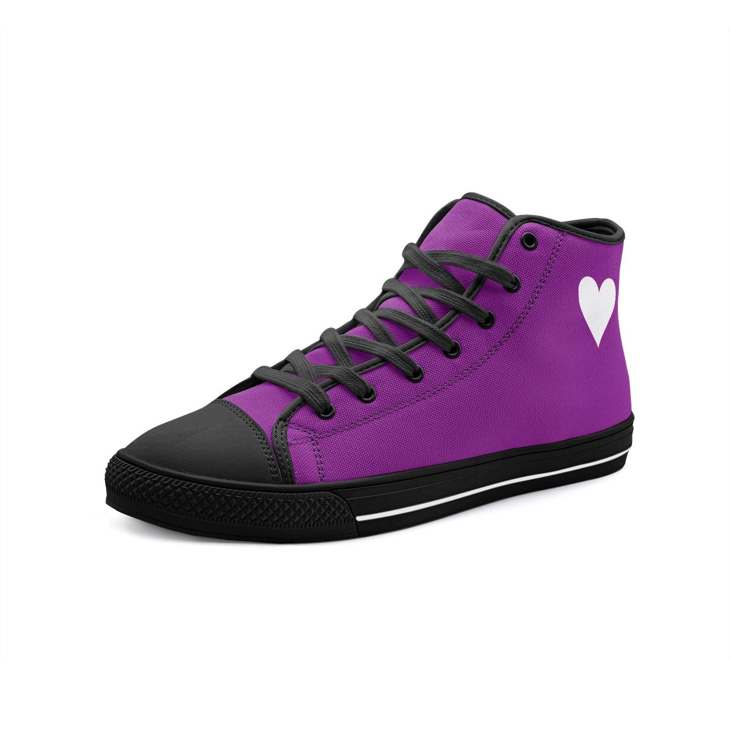 Purple High Top Canvas Sneakers: Unisex Lace-Up Shoes