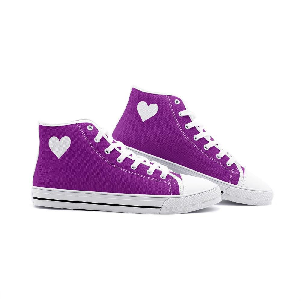 Purple High Top Canvas Sneakers: Unisex Lace-Up Shoes