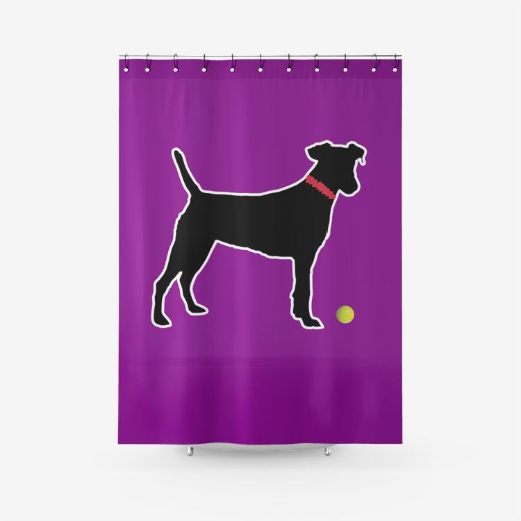 Purple Dog Shower Curtain: Textured Polyester Fabric, 36x72
