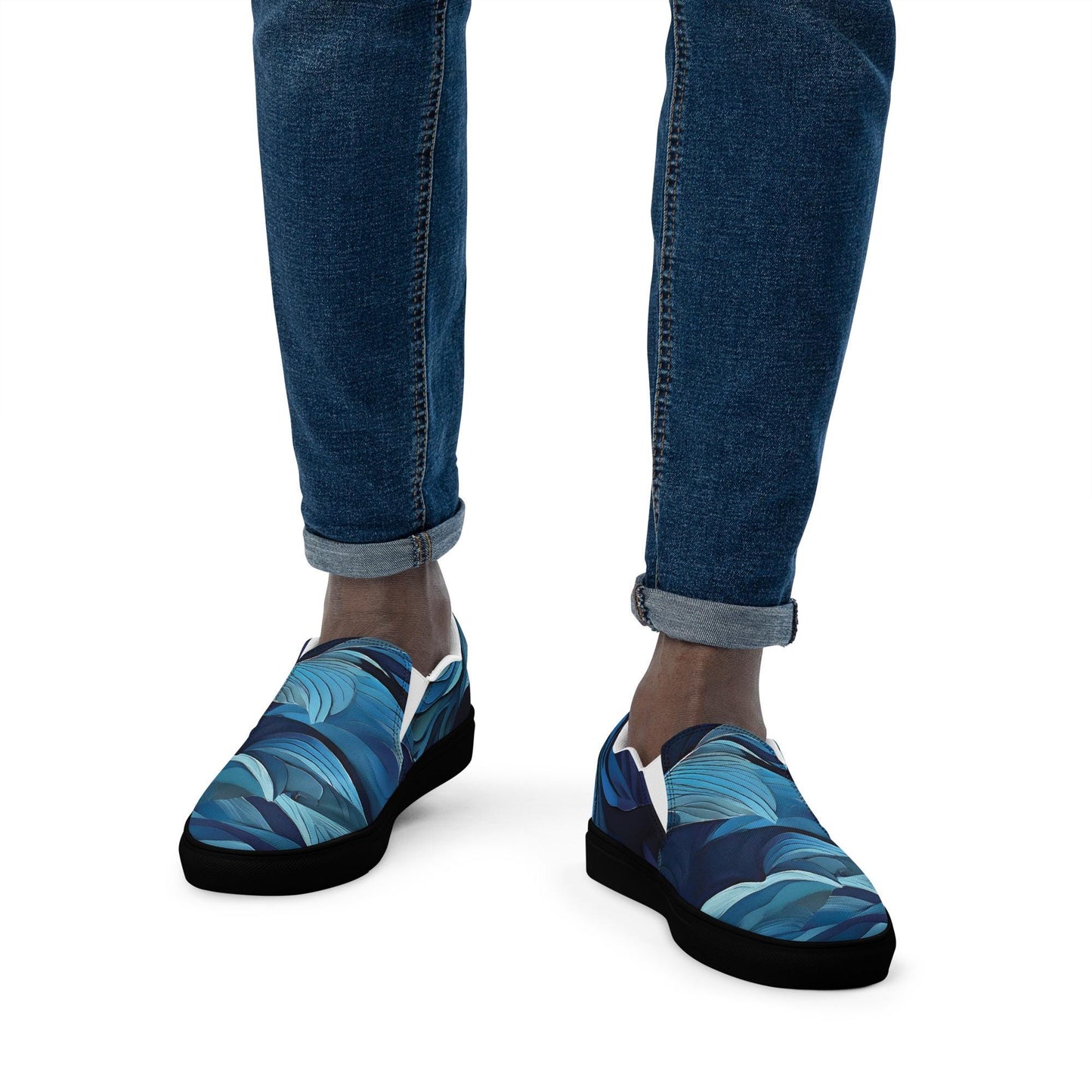 Mens blue slip-on canvas shoes