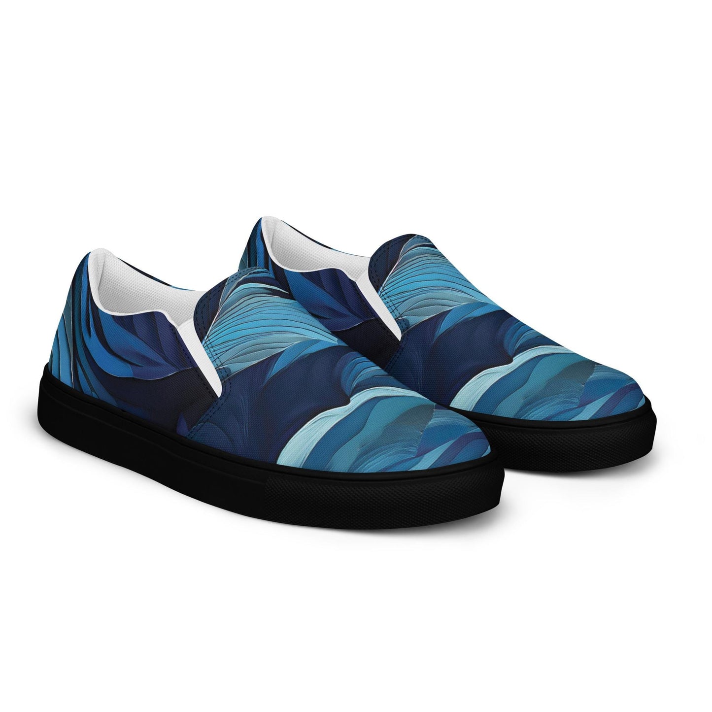 Mens blue slip-on canvas shoes