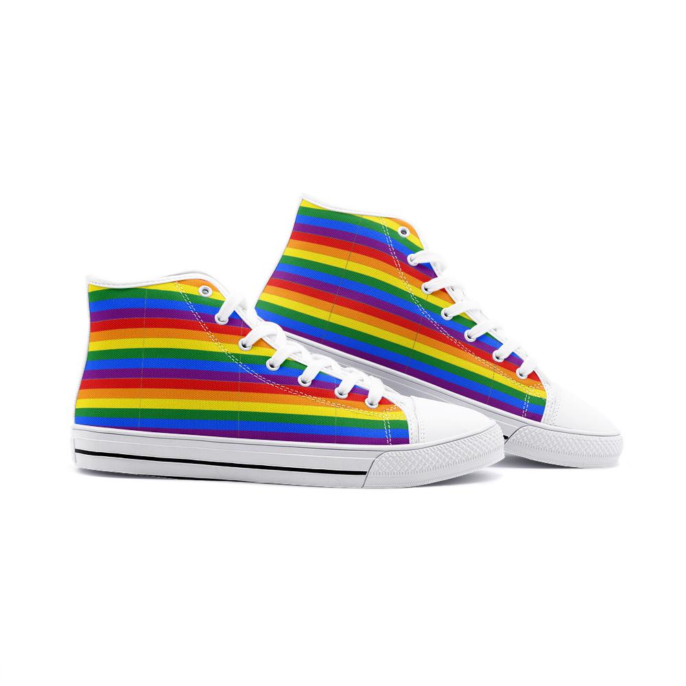 Pride Colors High Top Sneakers Unisex High Top Canvas ShoesPride Color High Top Sneakers Unisex High Top Canvas Shoes