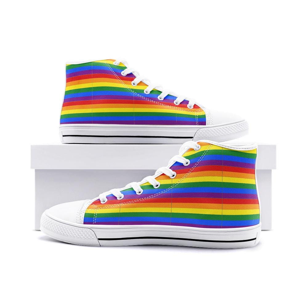 Pride Colors High Top Sneakers Unisex High Top Canvas ShoesPride Color High Top Sneakers Unisex High Top Canvas Shoes