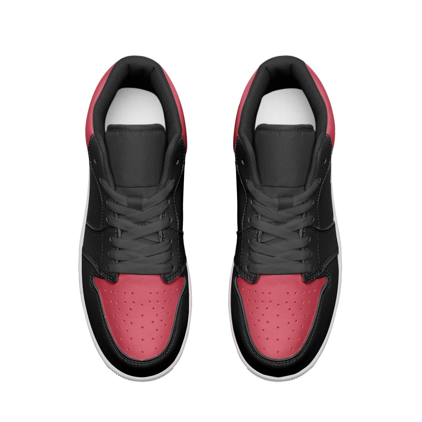 Black and Red Sneakers Unisex Low Top Leather Sneakers