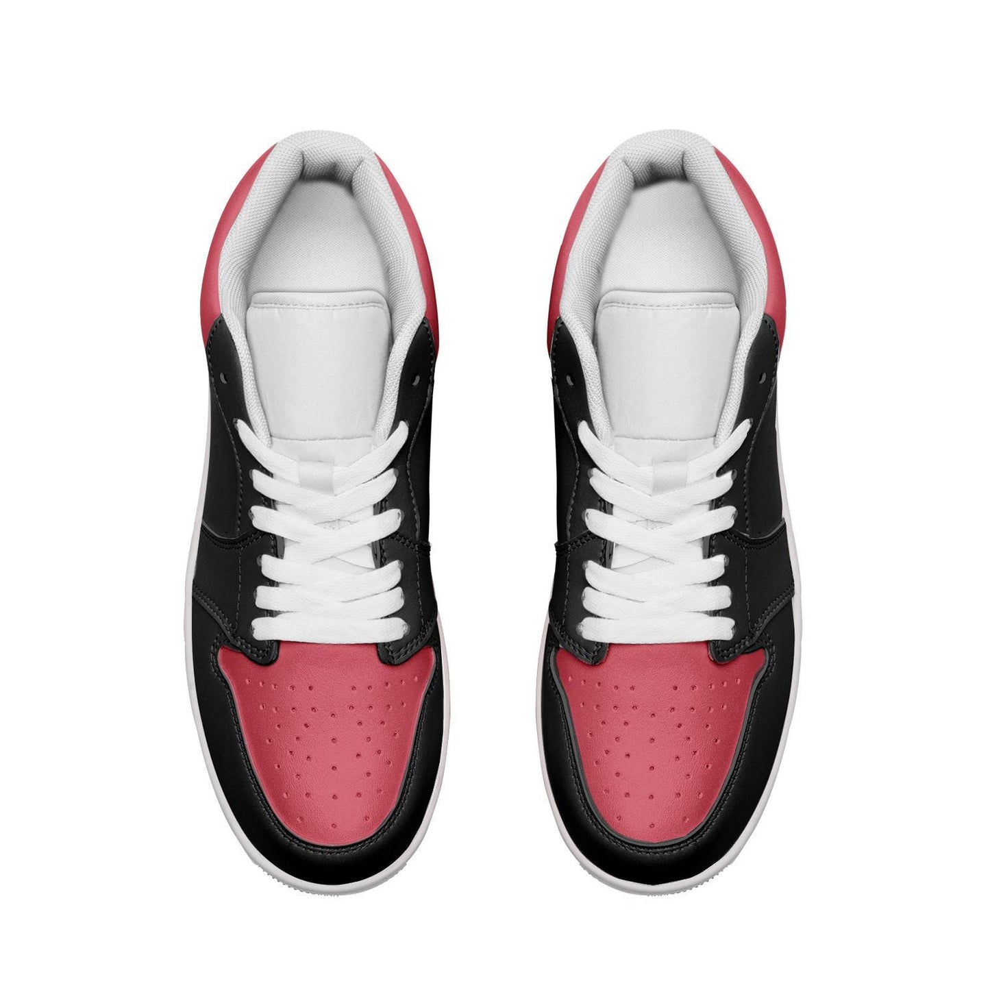 Black and Red Sneakers Unisex Low Top Leather Sneakers