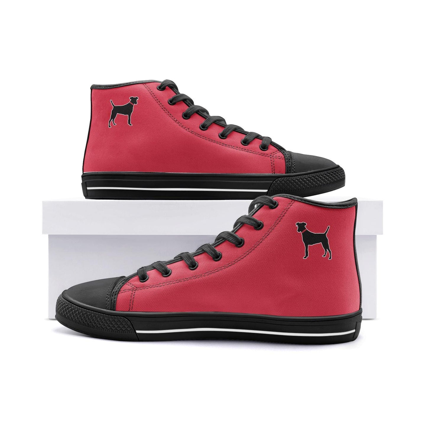 Black Dog Sneakers Unisex High Top Canvas Shoes