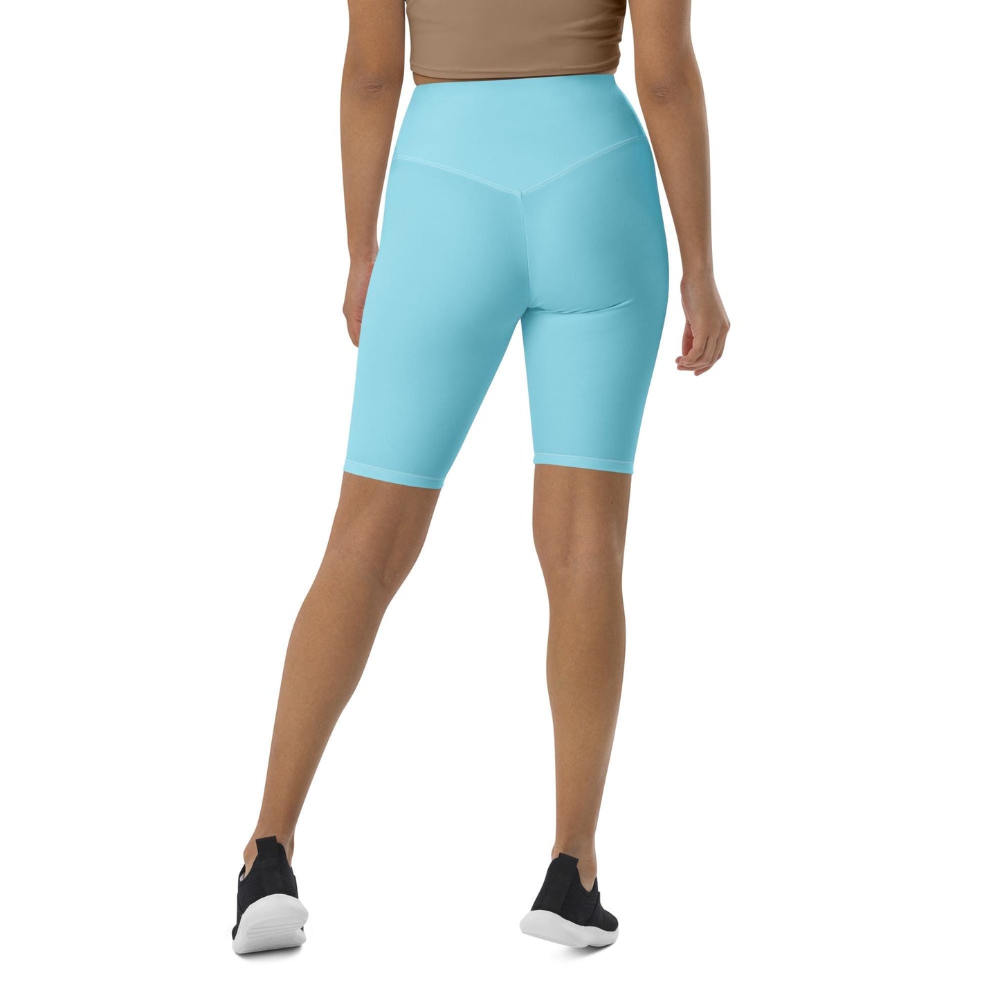 High-Waisted Blue Biker Shorts: Active Streetwear - Plus Size