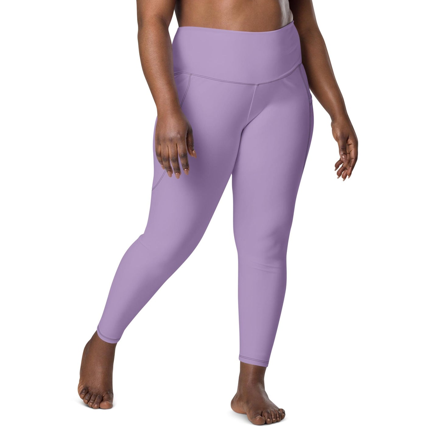 Purple High-Waisted Leggings with Pockets - Large Size - Recycled Polyester