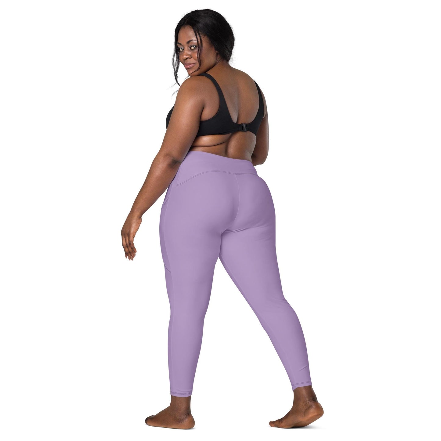 Purple High-Waisted Leggings with Pockets - Large Size - Recycled Polyester