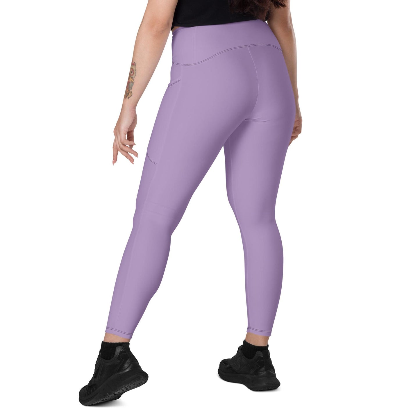 Purple High-Waisted Leggings with Pockets - Large Size - Recycled Polyester