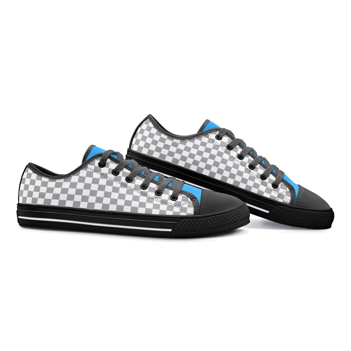 Gray Checkered Canvas Sneakers: Unisex Low Top Shoes