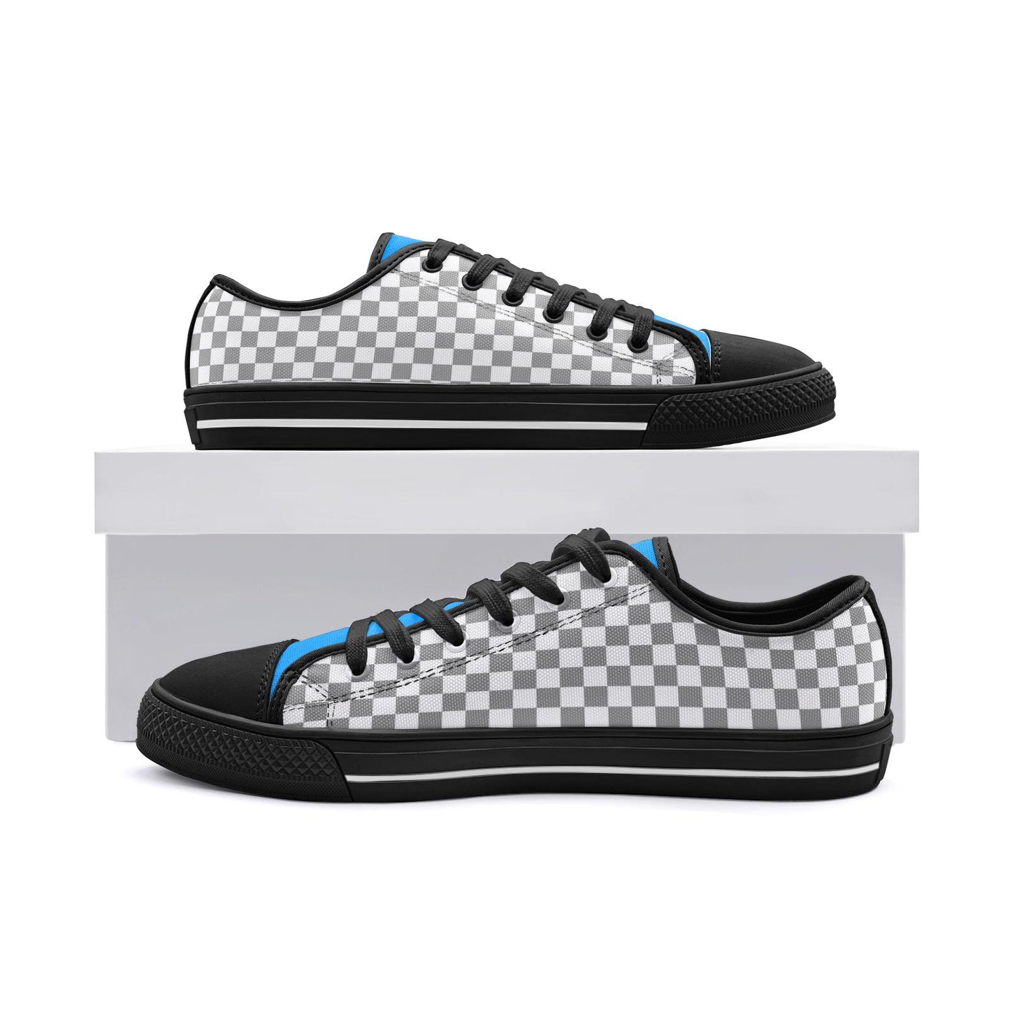 Gray Checkered Canvas Sneakers: Unisex Low Top Shoes