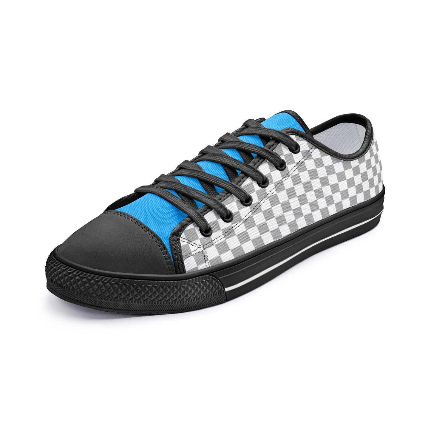 Gray Checkered Canvas Sneakers: Unisex Low Top Shoes