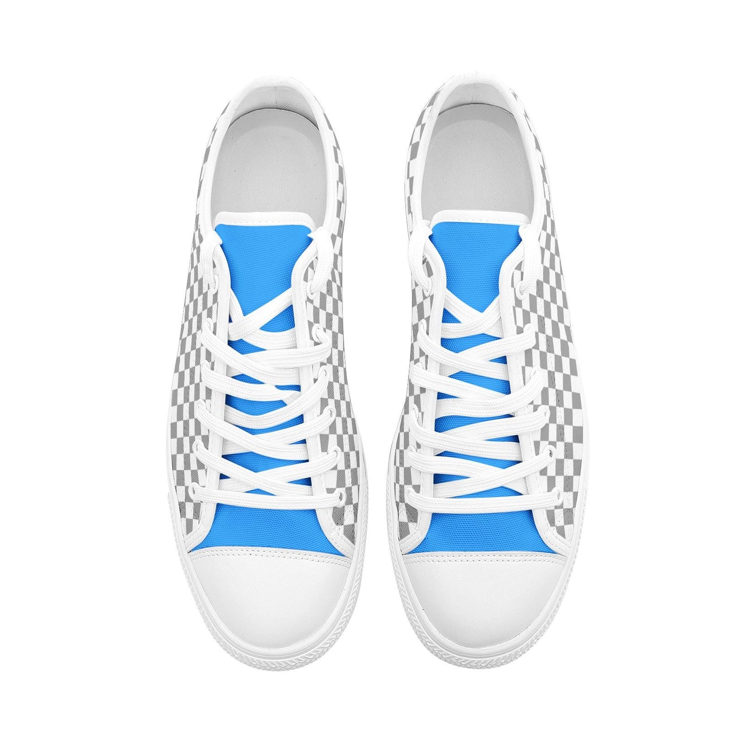 Gray Checkered Canvas Sneakers: Unisex Low Top Shoes