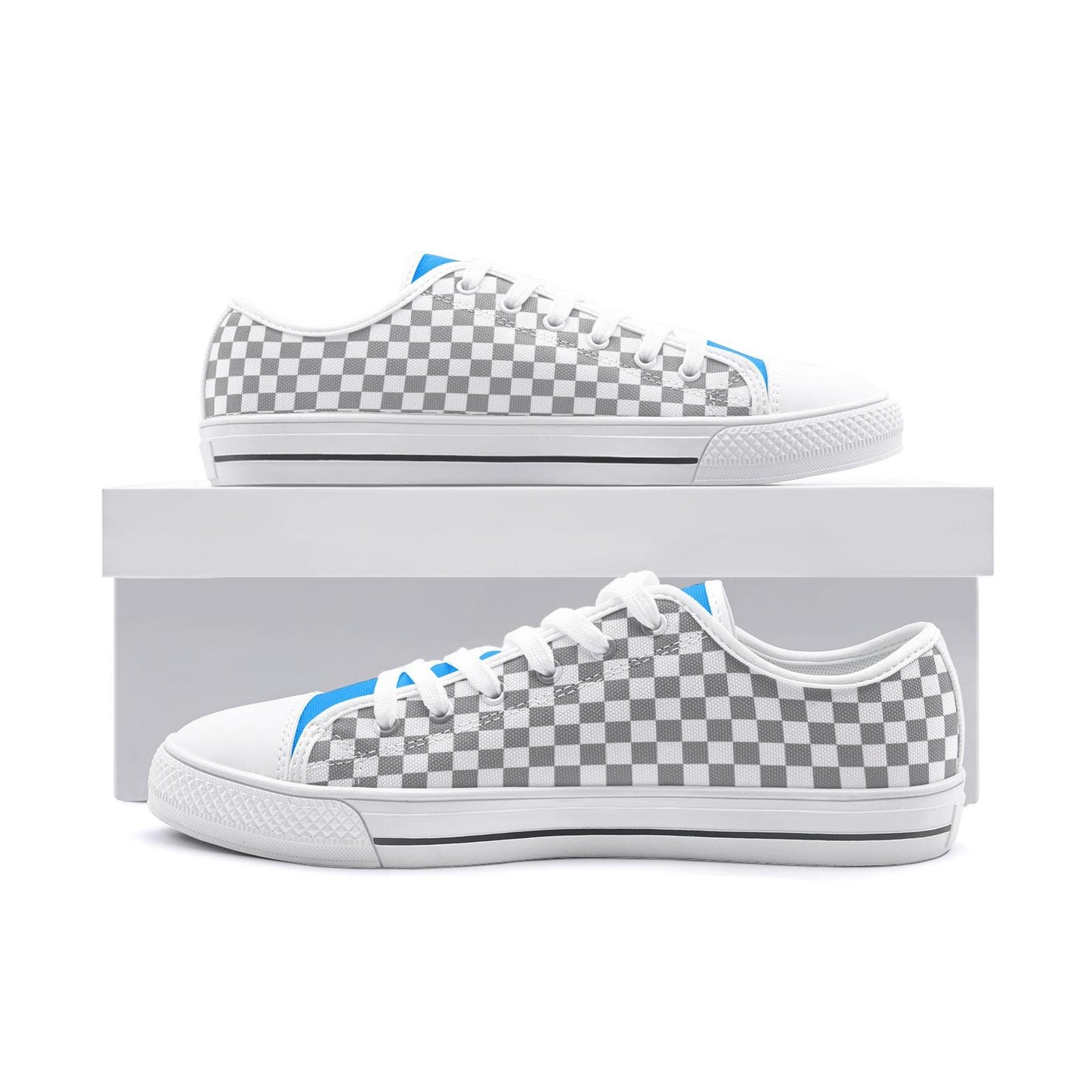 Gray Checkered Canvas Sneakers: Unisex Low Top Shoes