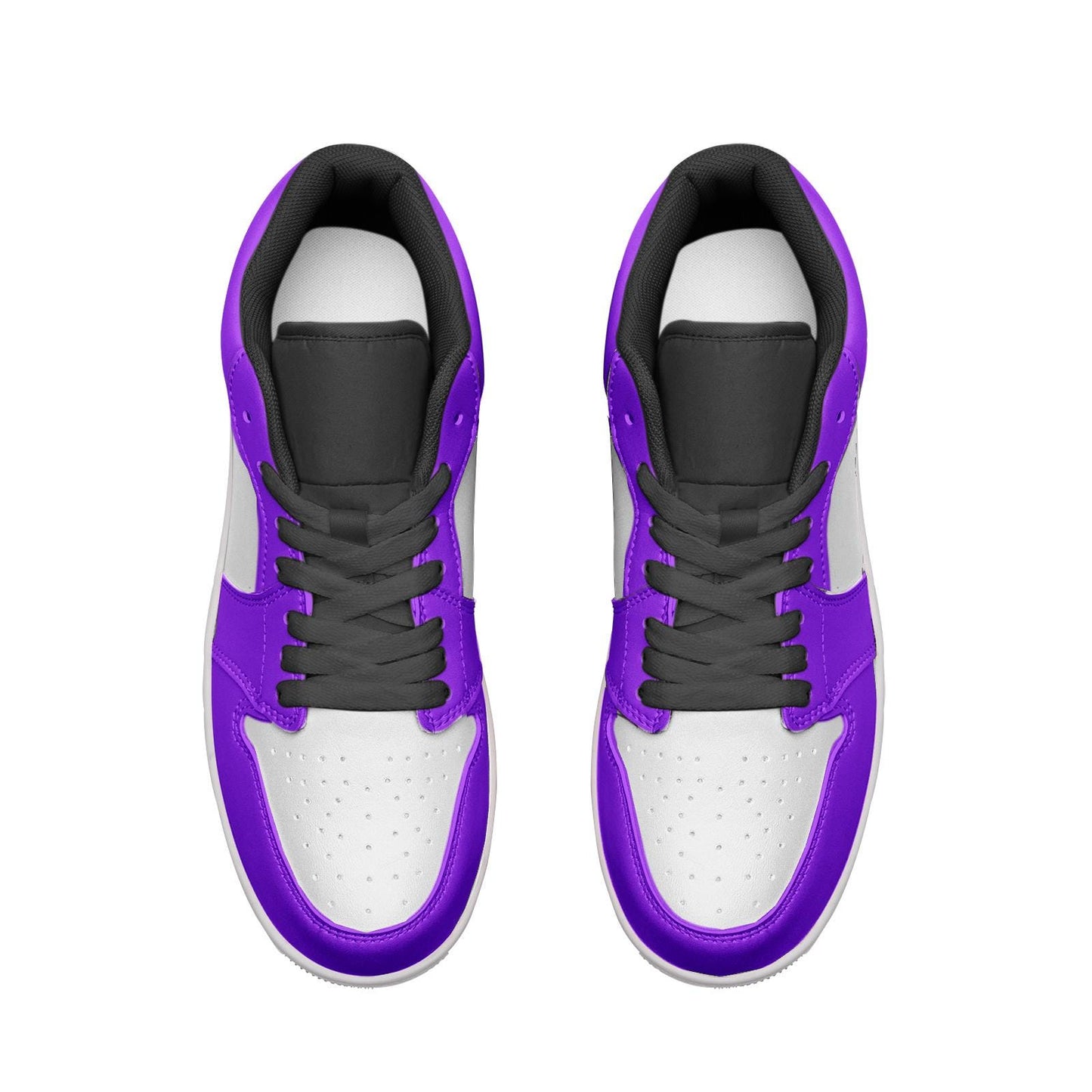 Purple Leather Low Top Sneakers: Unisex Basketball Shoes