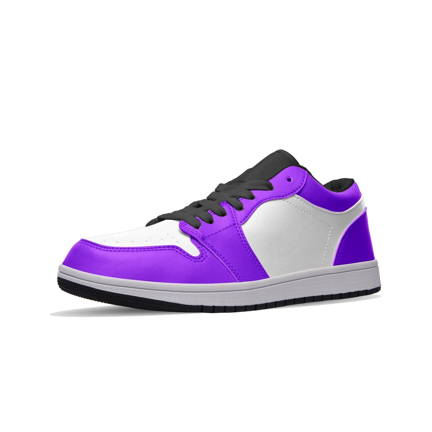 Purple Leather Low Top Sneakers: Unisex Basketball Shoes