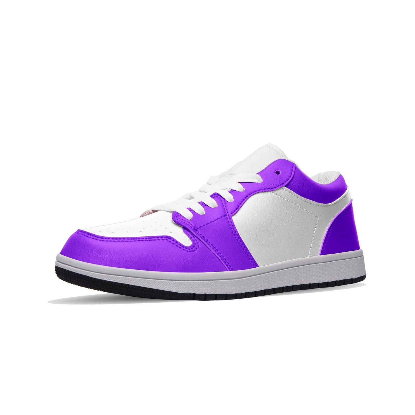 Purple Leather Low Top Sneakers: Unisex Basketball Shoes