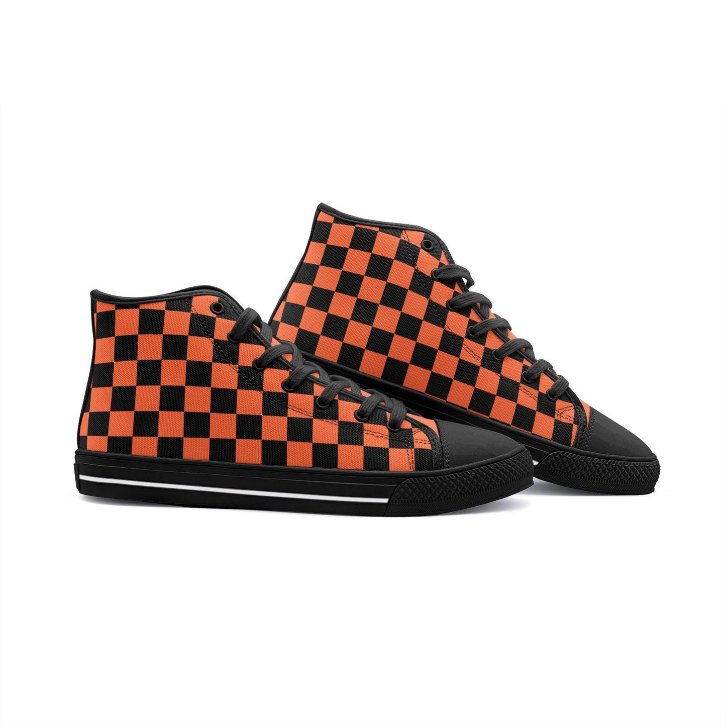 Orange Canvas High Top Sneakers: Unisex Lace-Up Shoes
