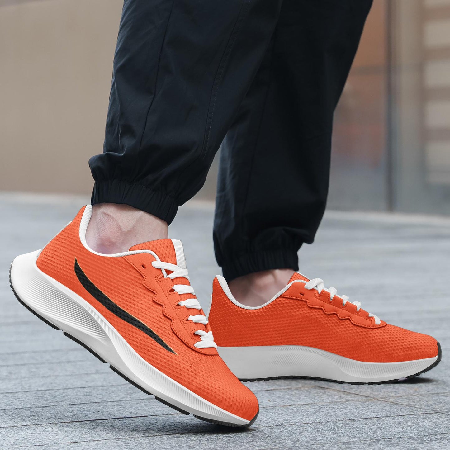 Orange Sneakers Unisex Mesh Tech Performance Running Shoes