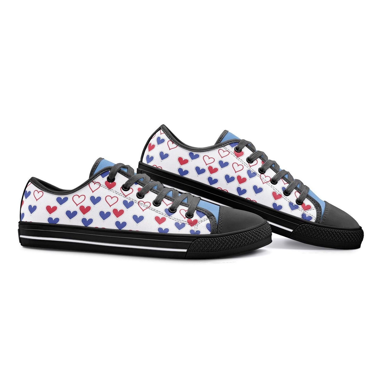 Casual White and Blue Sneakers Unisex Low Top Canvas Shoes