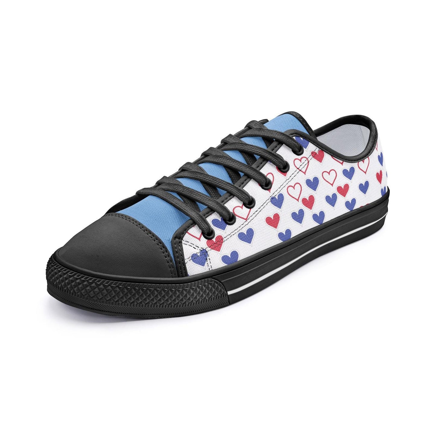 Casual White and Blue Sneakers Unisex Low Top Canvas Shoes