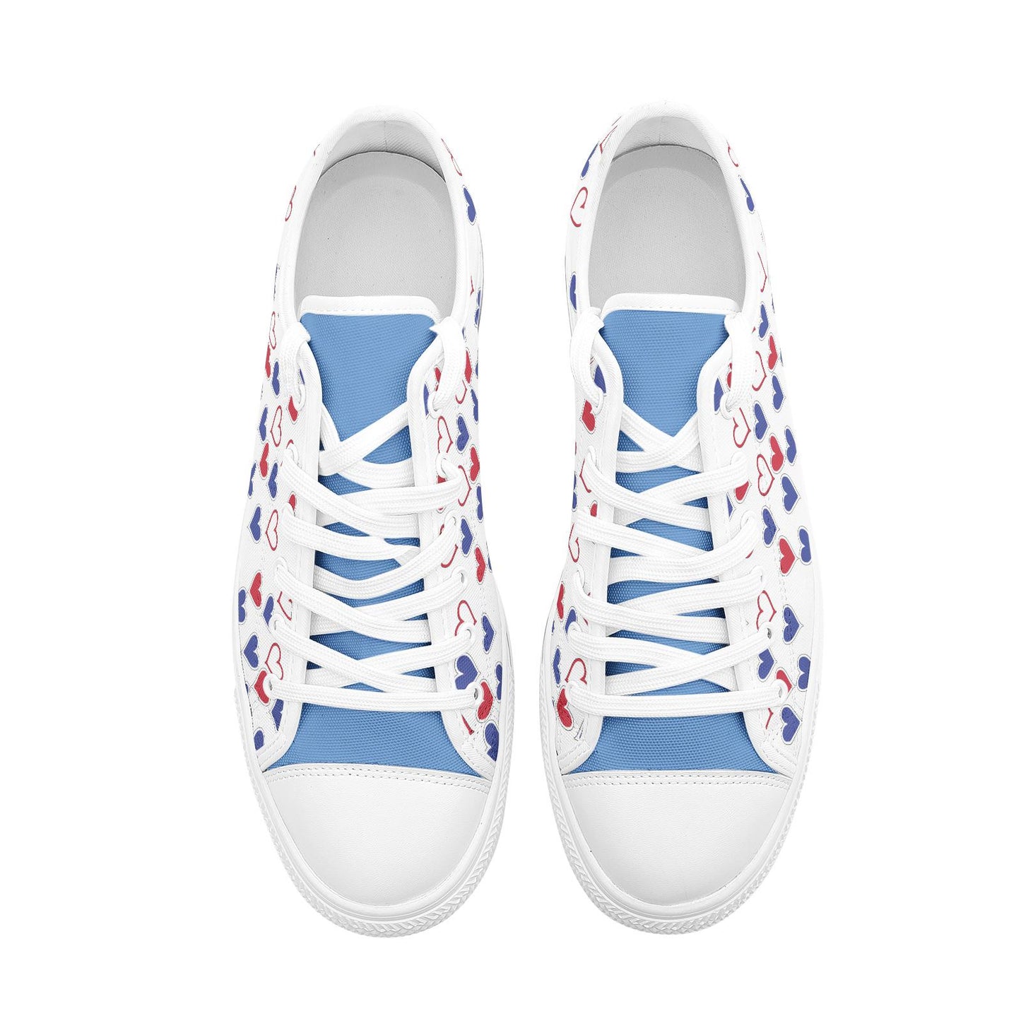 Casual White and Blue Sneakers Unisex Low Top Canvas Shoes
