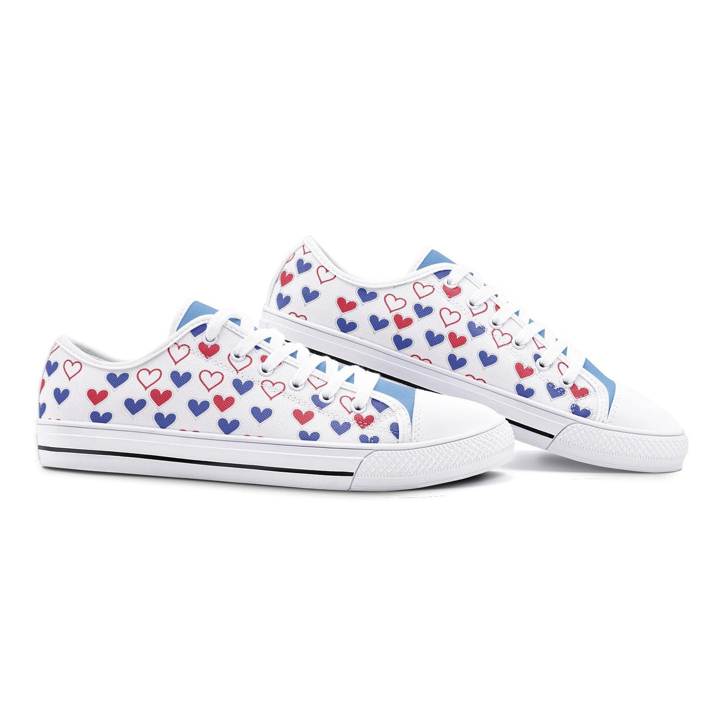 Casual White and Blue Sneakers Unisex Low Top Canvas Shoes