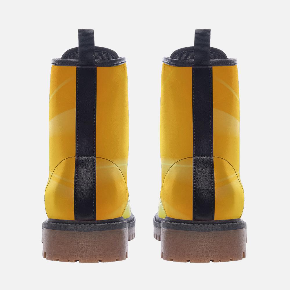 Yellow Faux Leather Casual Boots: Lightweight Wide Fit