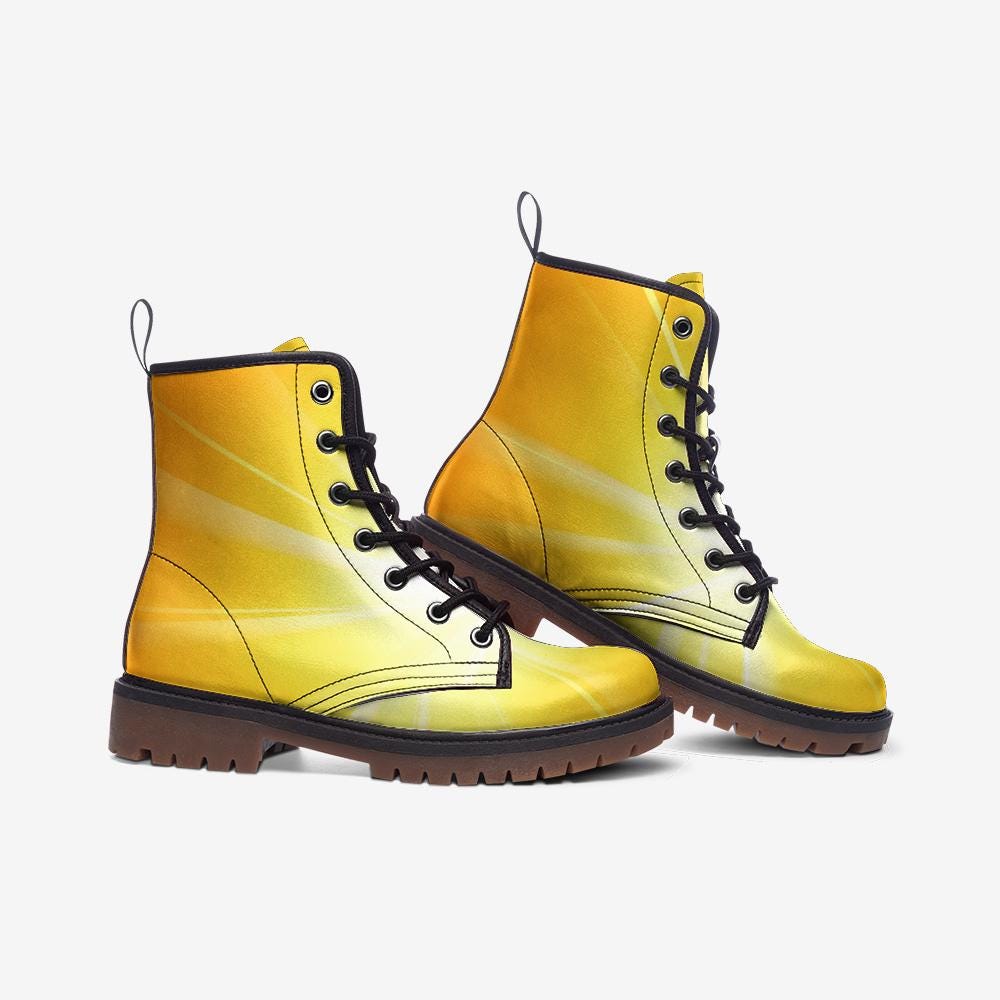 Yellow Faux Leather Casual Boots: Lightweight Wide Fit
