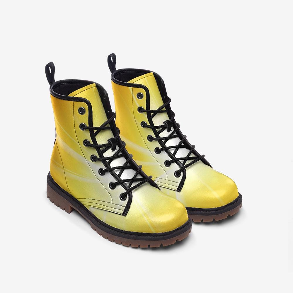Yellow Faux Leather Casual Boots: Lightweight Wide Fit