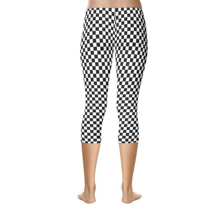 Black Checkered Capri Leggings