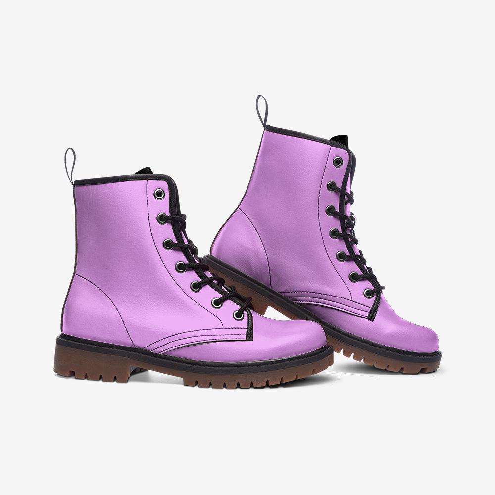 Pink Faux Leather Casual Boots: Lightweight Wide Fit