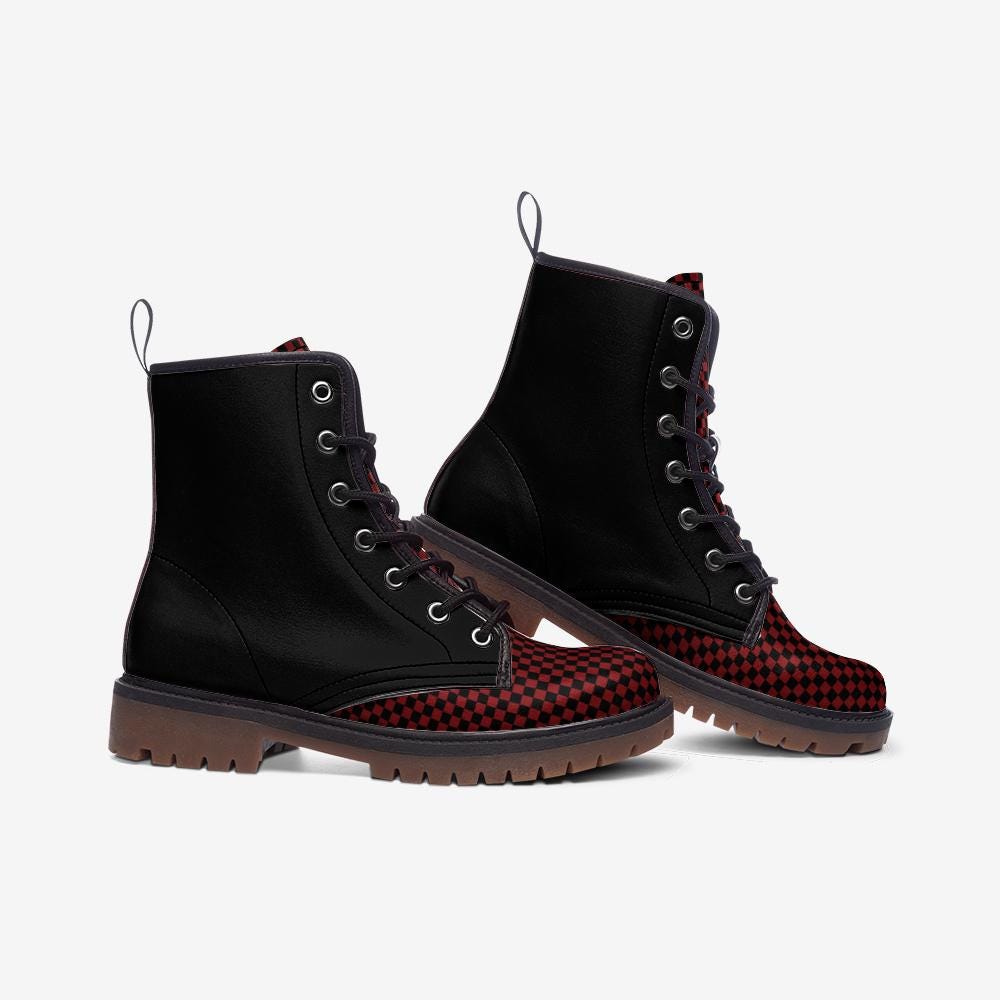Black and Red Boots Casual Leather Lightweight boots MT