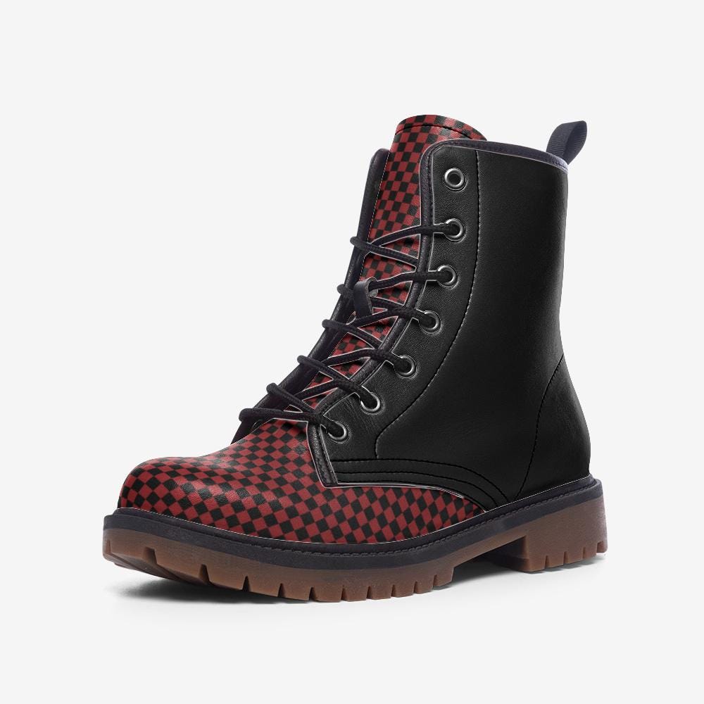 Black and Red Boots Casual Leather Lightweight boots MT