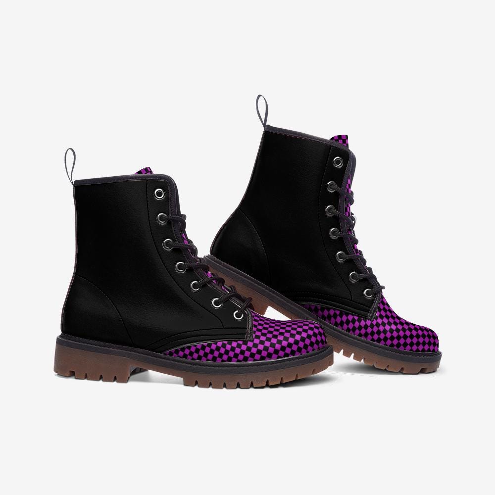 Black and Pink Boots Casual Leather Lightweight boots MT