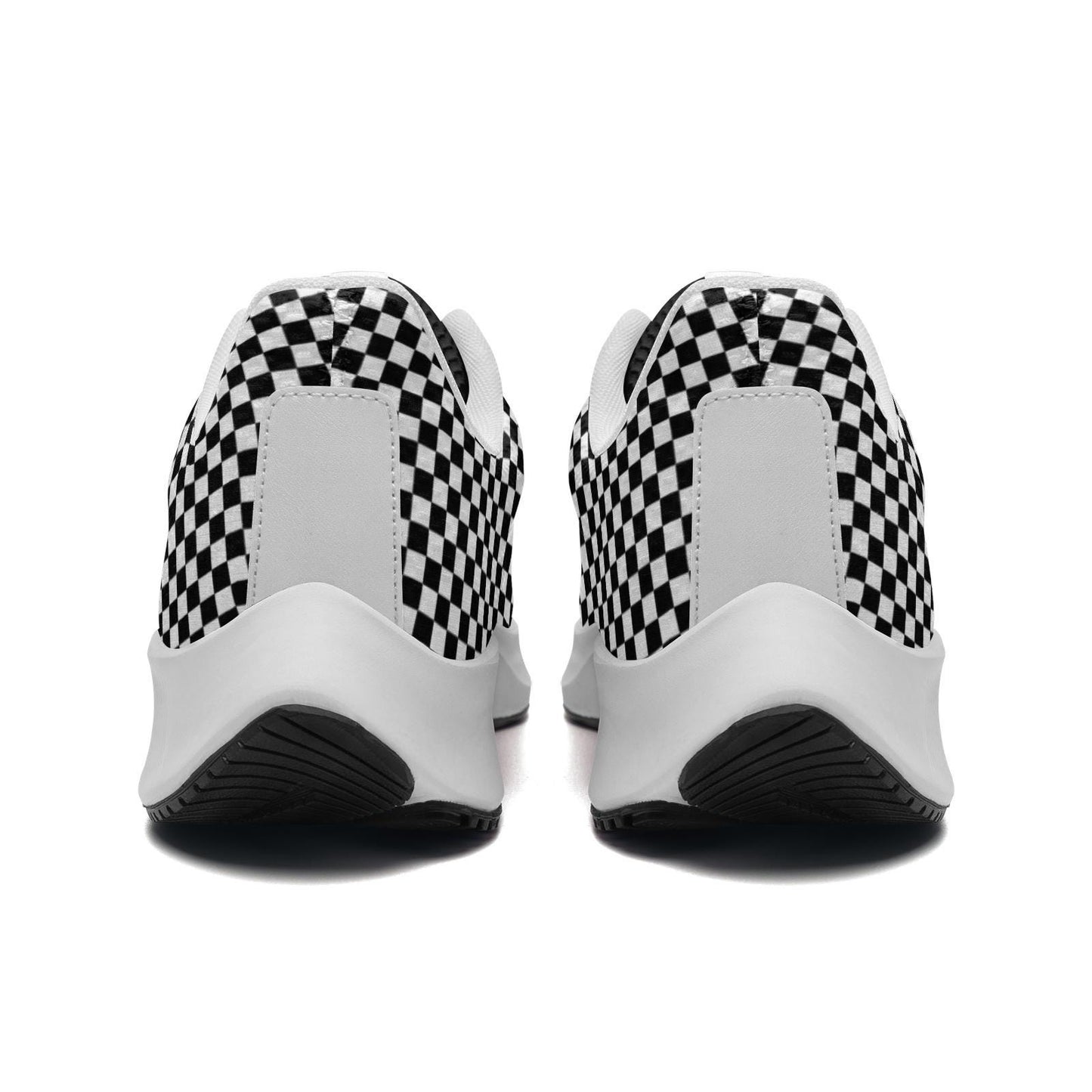 Black Checkered Sneakers Unisex Mesh Tech Performance Black Running Shoes