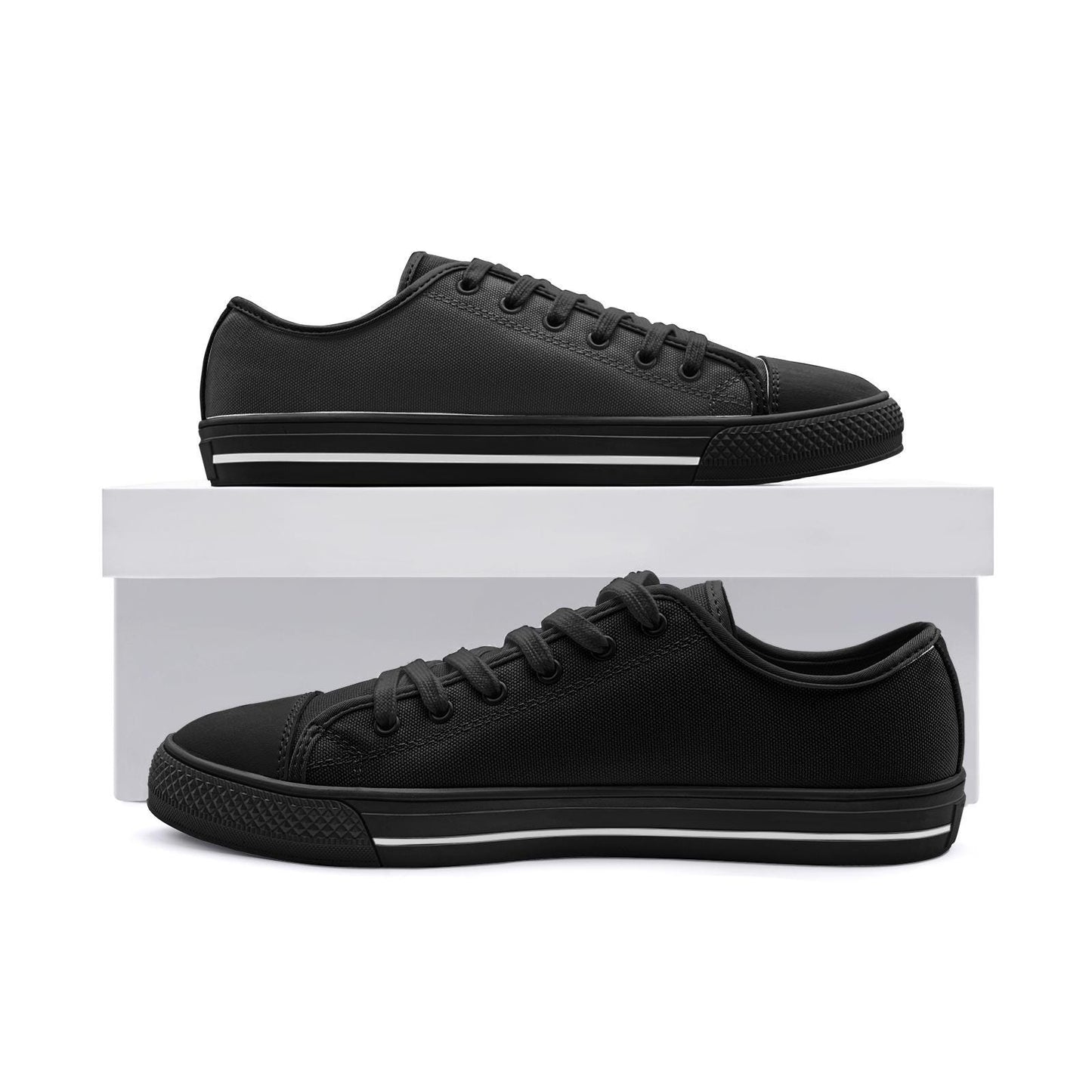 All Black Sneakers Unisex Low Top Canvas Shoes