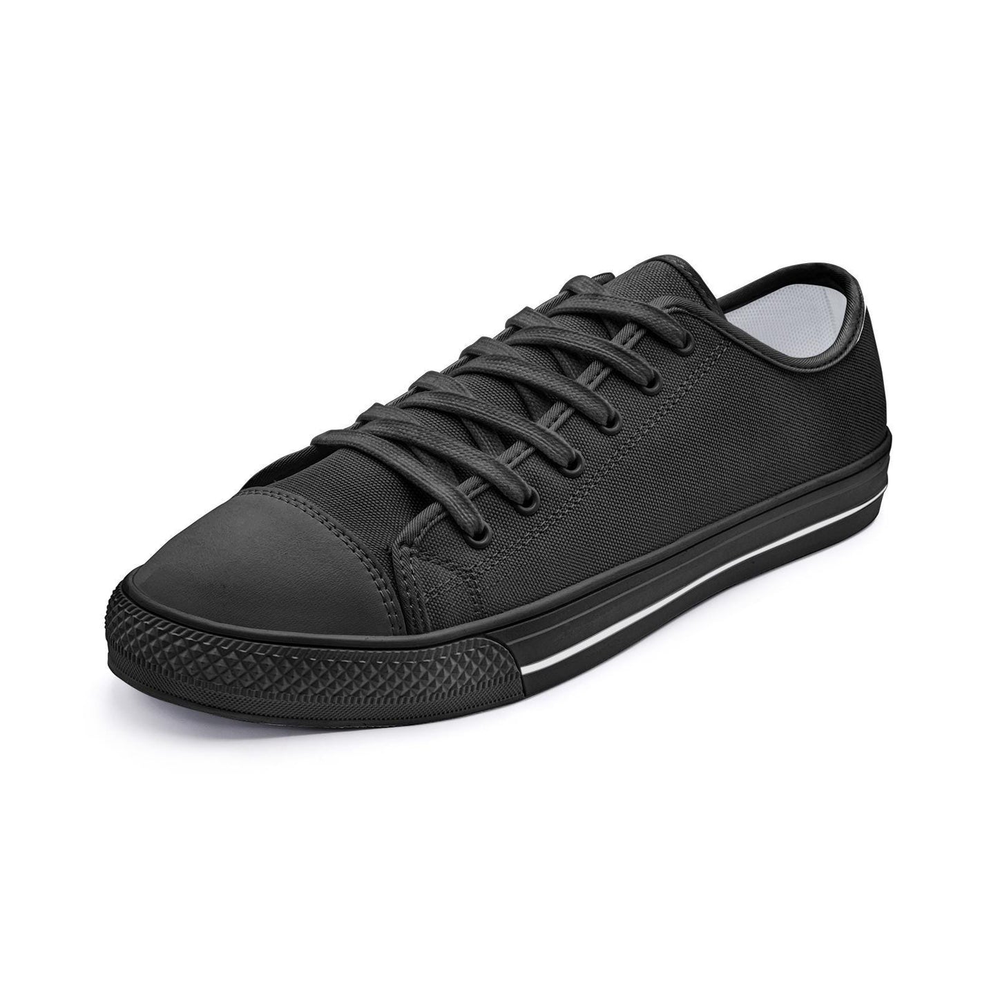 All Black Sneakers Unisex Low Top Canvas Shoes