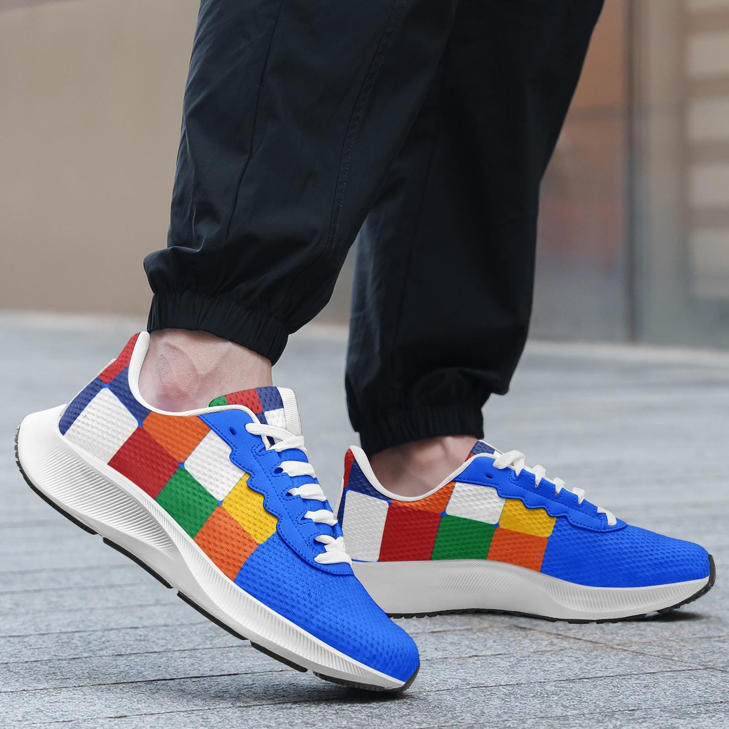 Blue Running Sneakers Colorful Running Shoes Unisex Mesh Tech Performance Running Shoes