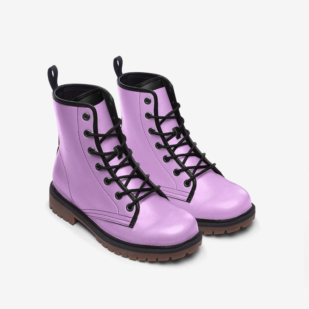 Pink Faux Leather Casual Boots: Lightweight Wide Fit