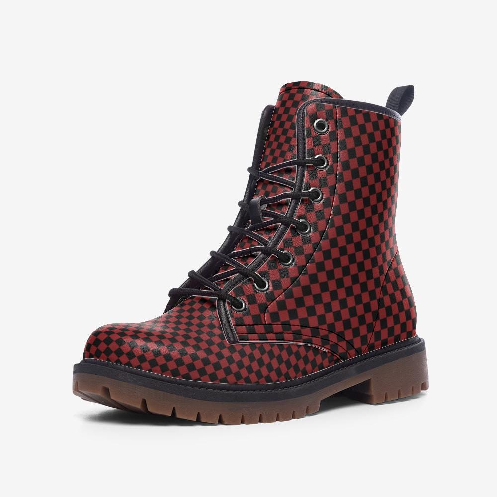 Black and Red Boots Casual Leather Lightweight boots MT