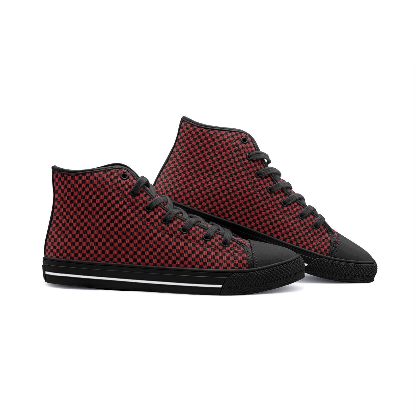 Red Canvas High Top Sneakers: Unisex Lace-Up Shoes