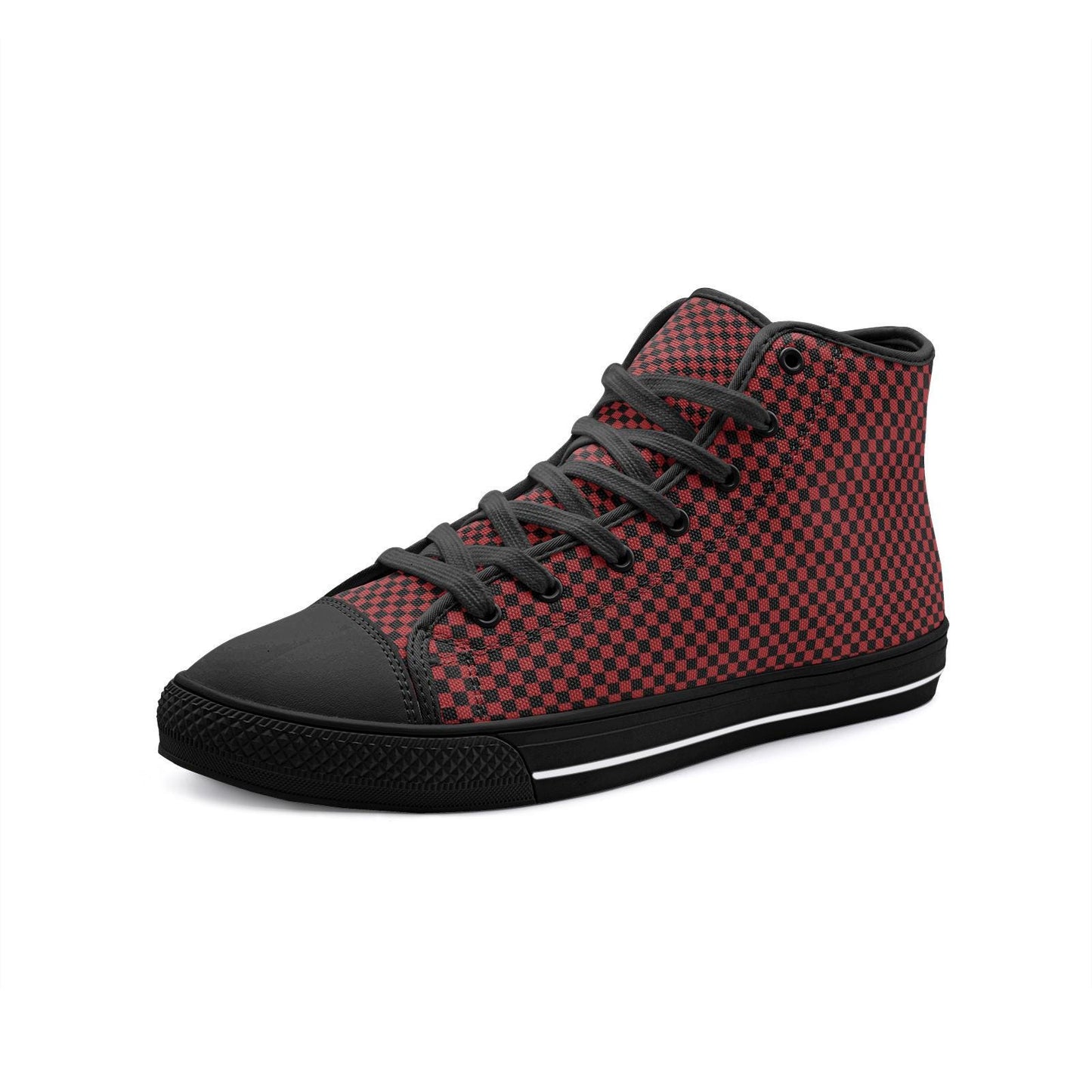Red Canvas High Top Sneakers: Unisex Lace-Up Shoes