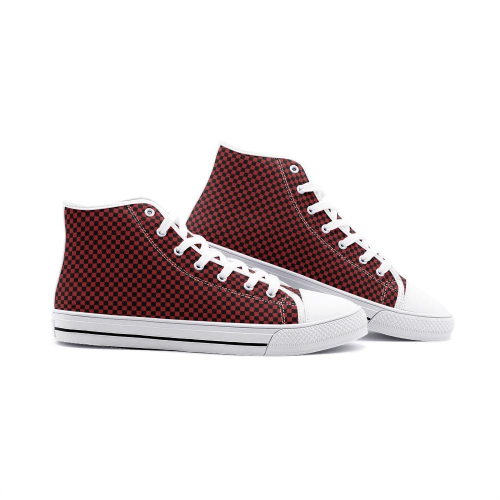 Red Canvas High Top Sneakers: Unisex Lace-Up Shoes