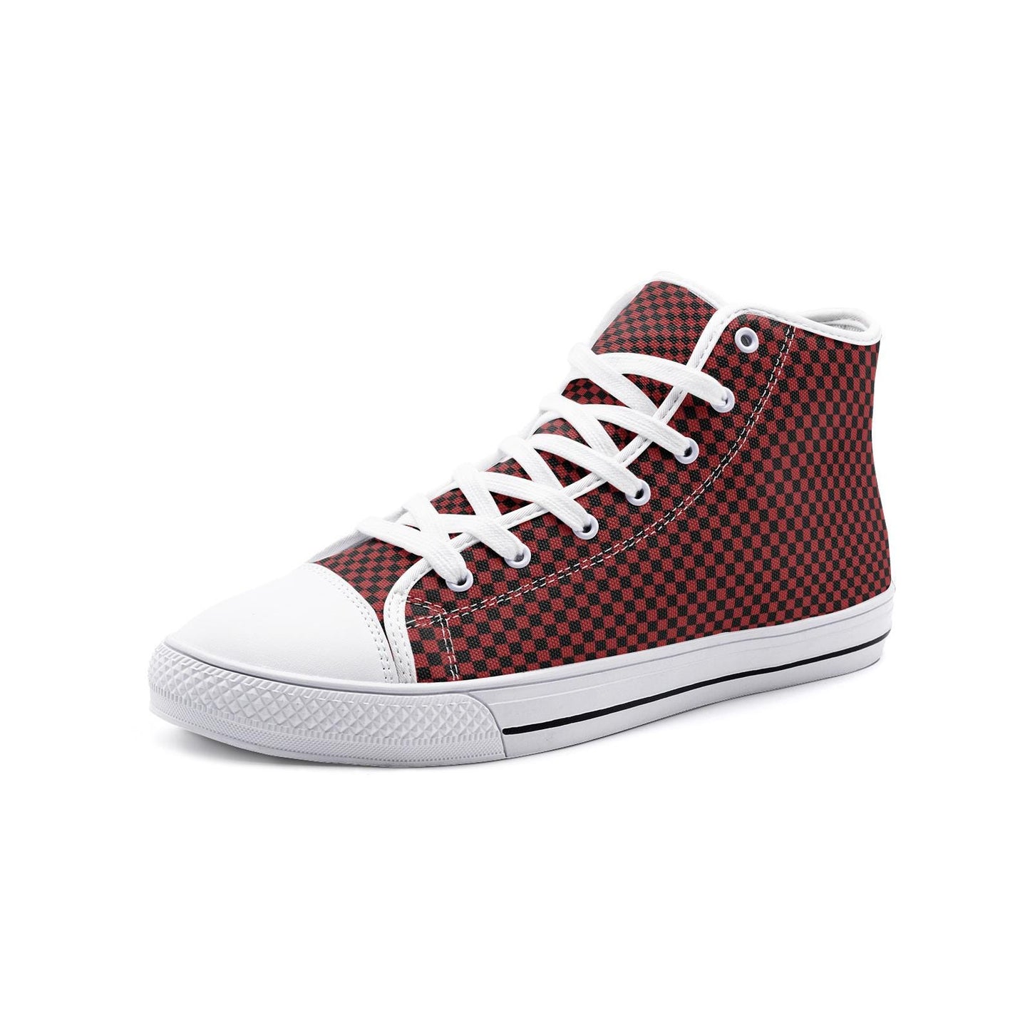 Red Canvas High Top Sneakers: Unisex Lace-Up Shoes